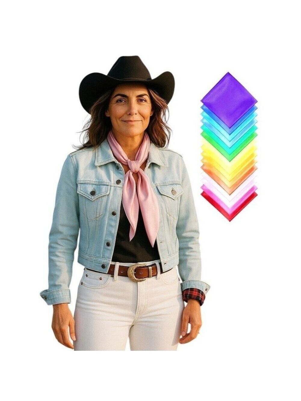 Rust Wild Rag Scarf 35x35 Satin Western Cowgirl Cowboy Bandana - Picture 10 of 10